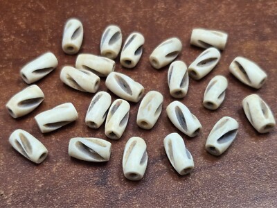 100 PCS BROWN CARVED BUFFALO BONE TUBE HAIR PIPE CHOKER BEADS 1/2'' #BD-13