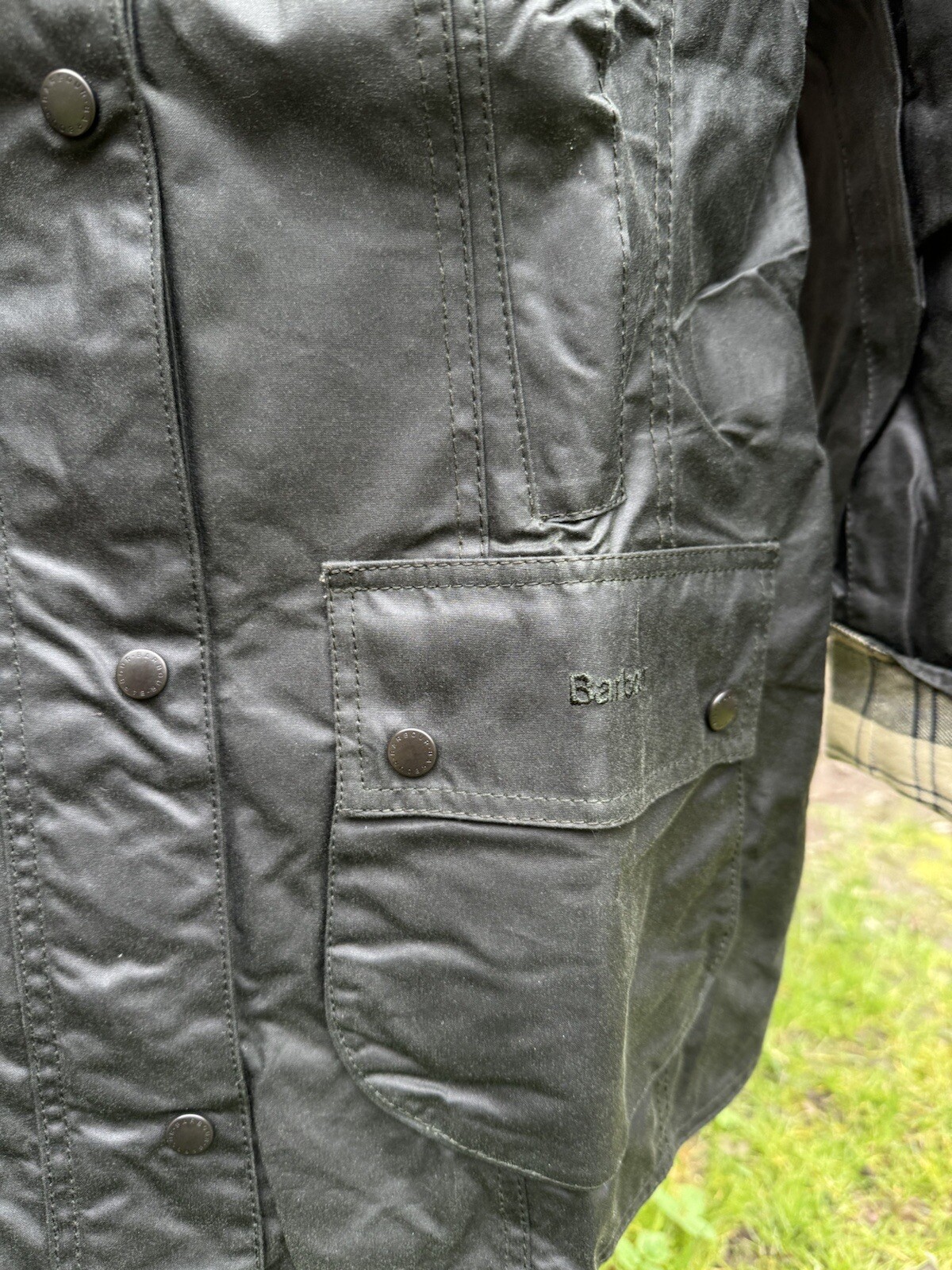 Barbour Wachsjacke Beadnell Sage Neu M