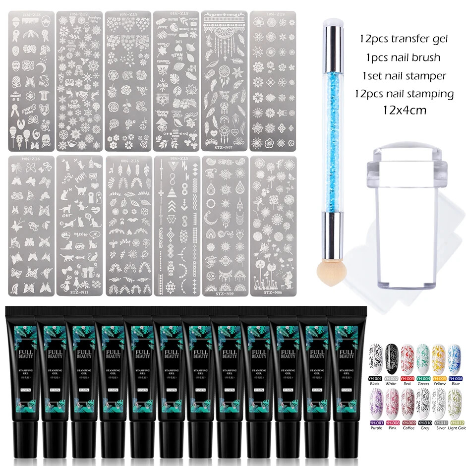 Nail Stamping Gel Printing Set Nails Kit 8ml Transfer Gel for Plate DIY Manicure