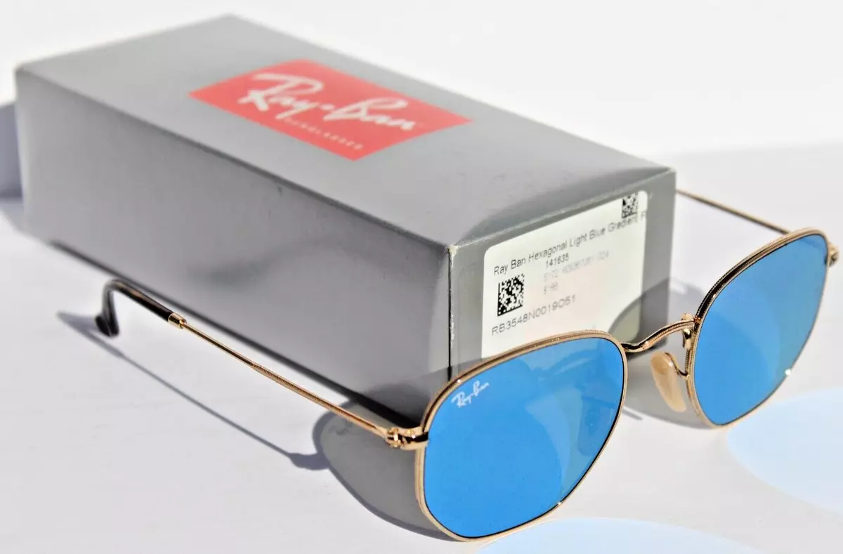 Ray ban hotsell hexagonal gold blue