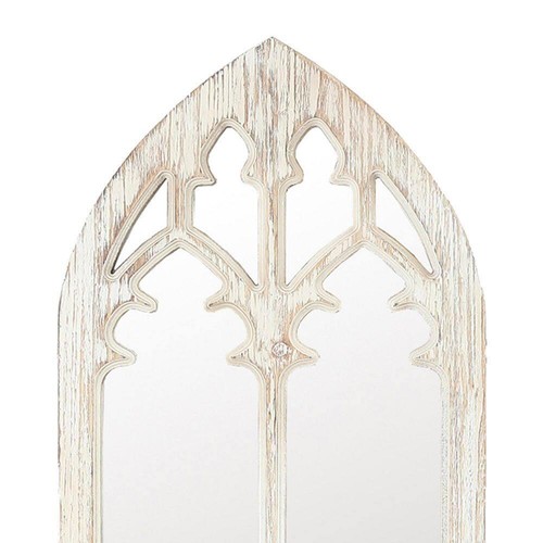 LuxenHome Wall Mirror 12.2"x38"Rustic Wood Cathedral Arch Framed Weathered White - Picture 4 of 9