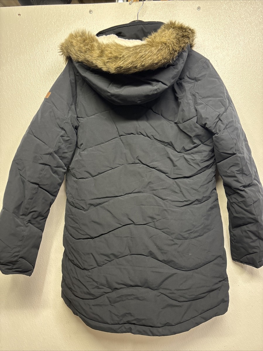 Roxy Ellie Snow Jacket WarmFlight Insulated Faux Fur Black Size