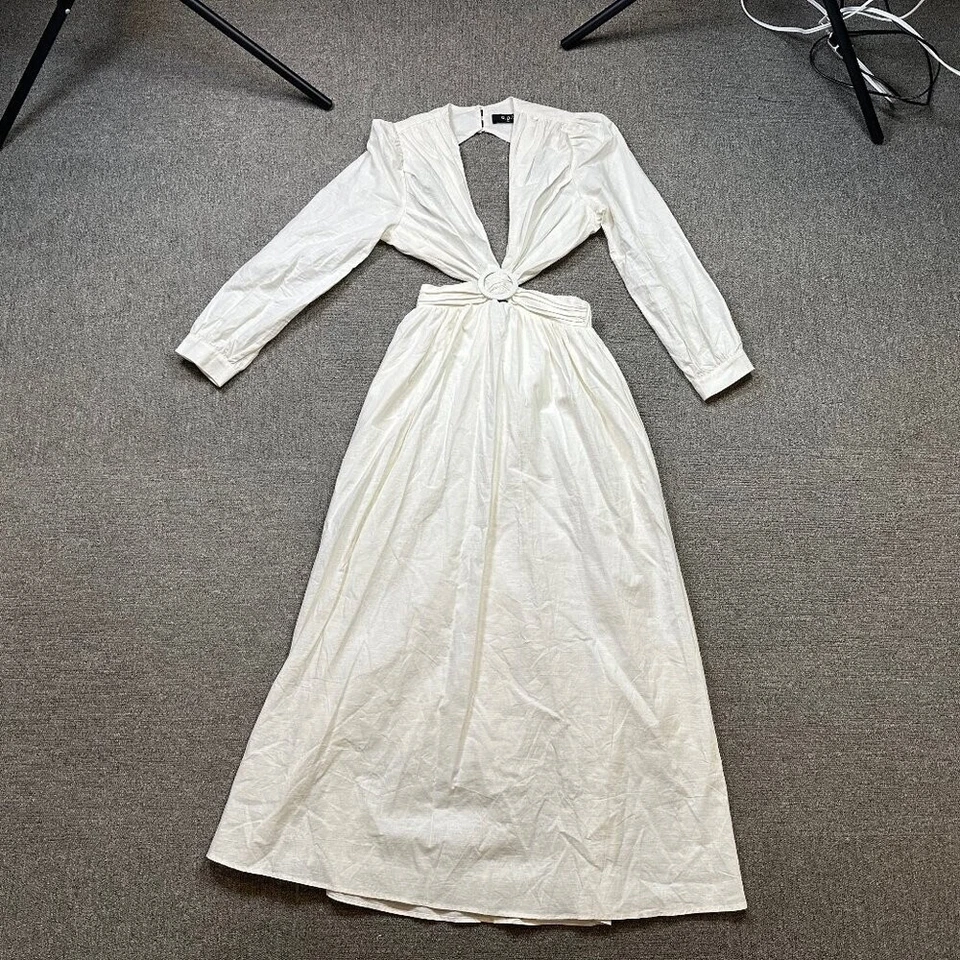 o.p.t Kimia Dress in White Flax & Cotton Size Medium - Bridal / Summer / Wedding - Image 4 of 4