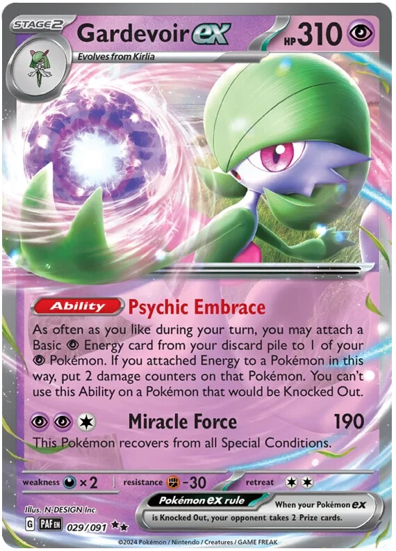 Pokémon TCG Gardevoir EX 29/91 Paldean Fates Double Rare Holo NM
