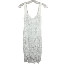 Guess White Lace Sleeveless Sheath Dress V-Neck - Women's Size 6