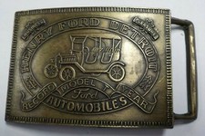 Vintage "Ford Model T Henry Ford Detroit" Solid Brass Belt Buckle