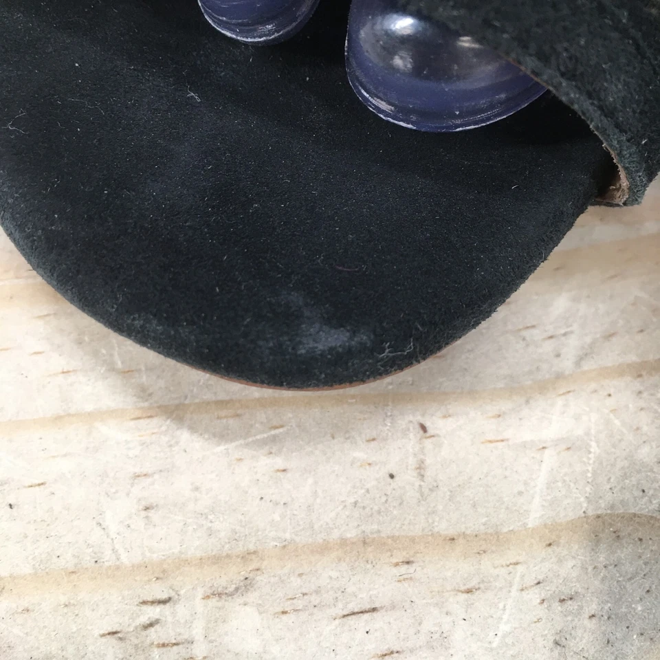 Галогенные женские сандалии Nordstrom 7,5 М с ремешком на танкетке с открытым носком черные замшевые - Изображение 3 из 4