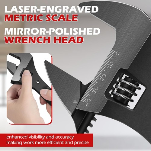 3239 16"Extra Wide Adjustable Spud Wrench,1-5/8" Jaw,CR-V Steel with Tether Hole - Picture 5 of 10
