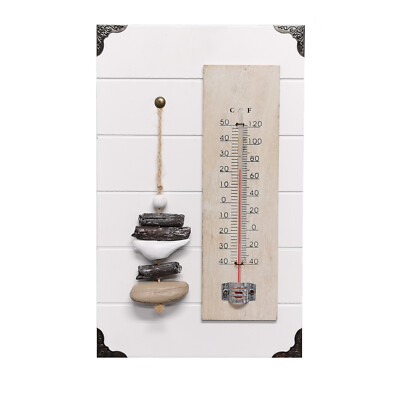 Thermometer Analog Holz Holzdeko Deko Raum Garten Temperatur Celsius Fahrenheit