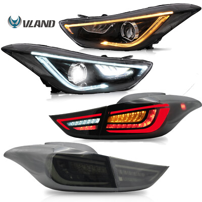 VLAND LED Headlights + Smoke LED Taillights For Hyundai Elant 2012-2015 Sedan