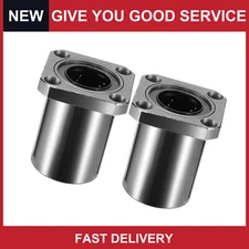 Universal Length Square Flange Linear Ball Bearings Pack of 2 Silver Tone