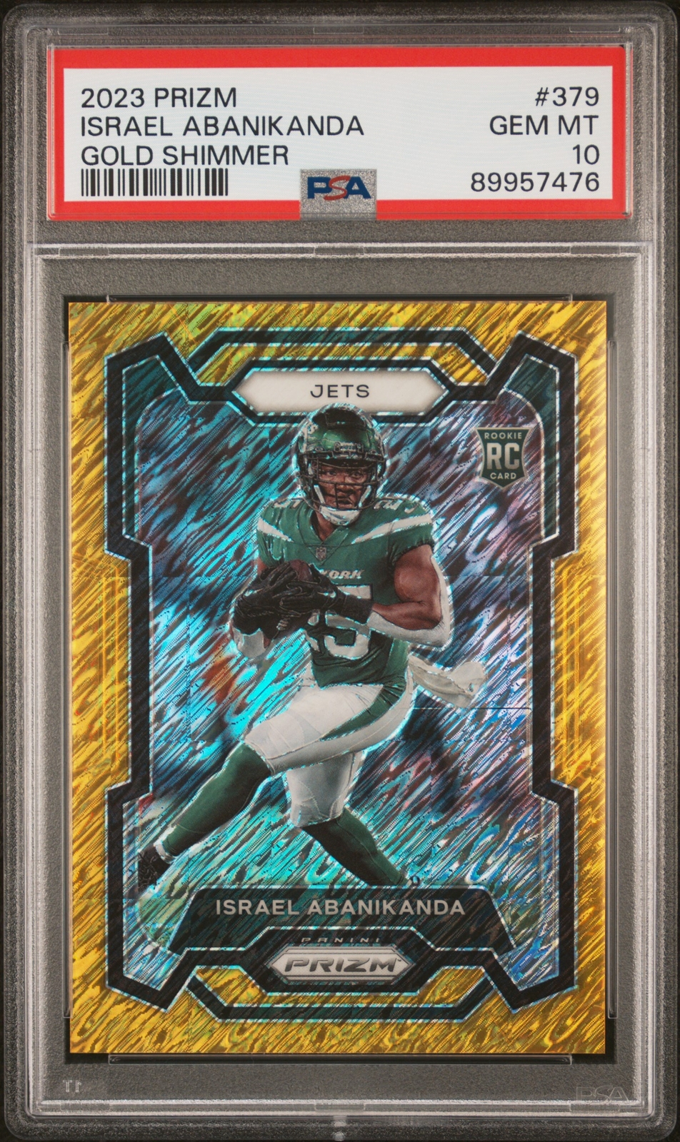 2023 Panini Prizm #379 Israel Abanikanda Gold Shimmer Rookie Card RC /10 PSA 10