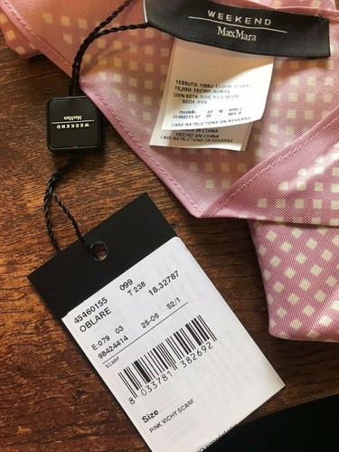 NWT MaxMara 46" Pink/Ivory Narrow Scarf - Picture 2 of 4