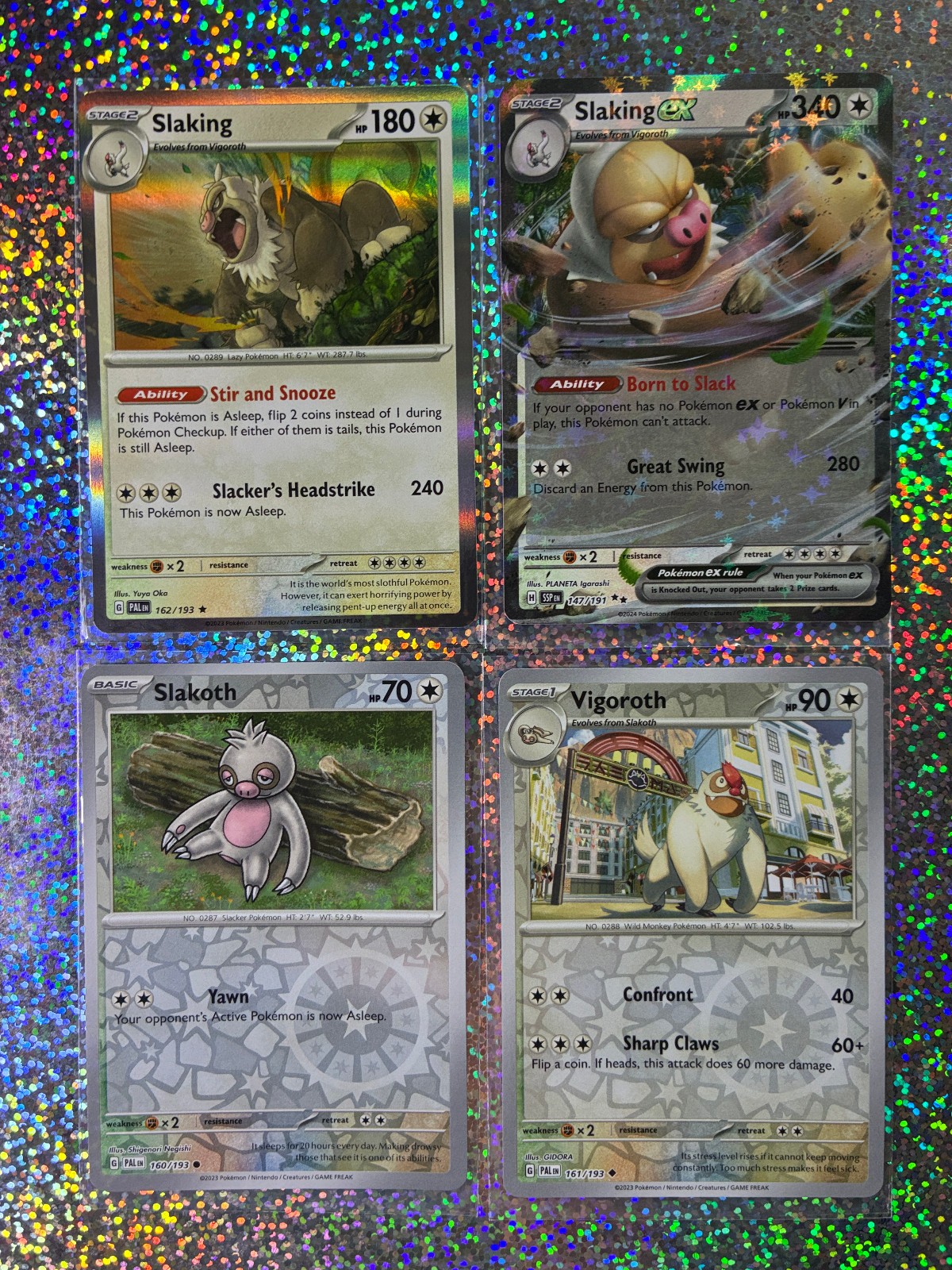 Pokemon TCG: Surging Sparks Double Rare 147/191 Slaking ex; Holo 162/193 Slaking