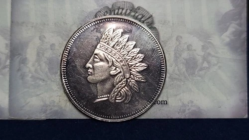 .999 Fine Silver Round 1 Troy Ounce Indian Head Cent Type Nicely Toned