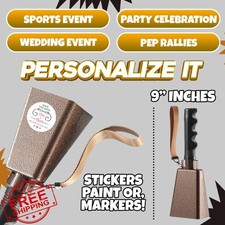 2 Pack 9" Metal Cowbell Loud Noise Maker Cheering Instrument