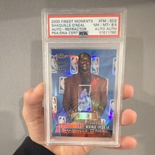 2000-01 Topps Finest Shaquille O'Neal Finest Moments Auto Refractor PSA 8.5 