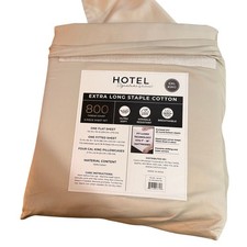 Hotel Signature Sateen 800 Thread Count Cotton Sheet Set Cal KING BEIGE READ DSC