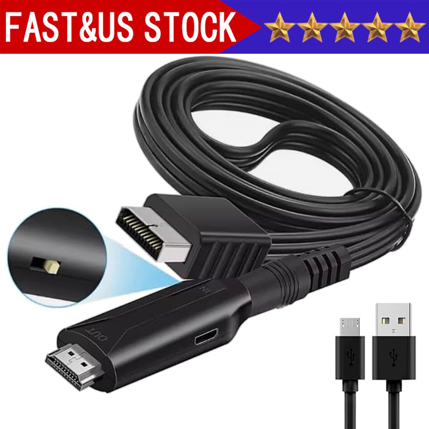 For Sony PS1 PS2 to HDMI Adapter Cable Game Console Audio Vi