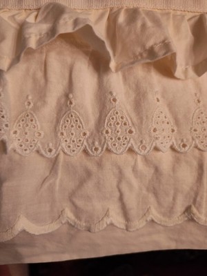 LL BEAN Full Bed Skirt Ivory Ruffle Lace Layered Farmhouse Cotton 15'' Dr 51'' P 