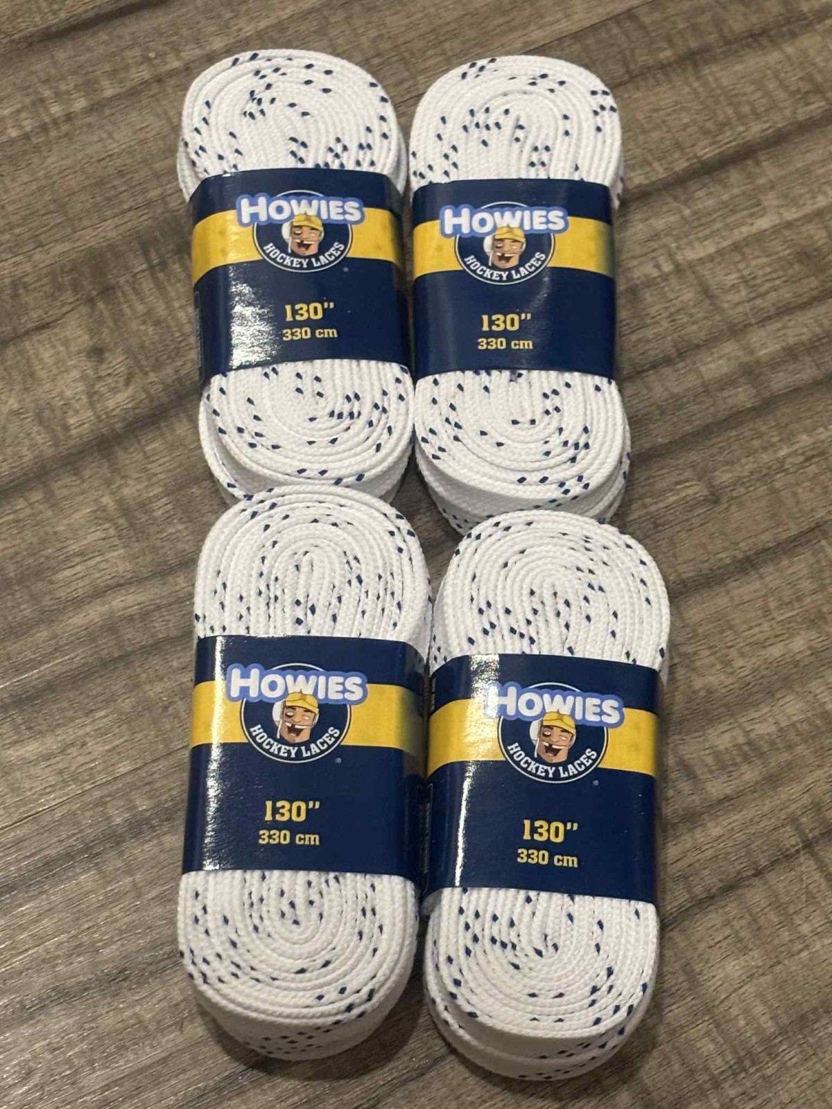 Lot of 4 Pairs Howies Hockey White Skate Laces Non Waxed, Size 130"