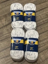 Lot of 4 Pairs Howies Hockey White Skate Laces Non Waxed, Size 130"