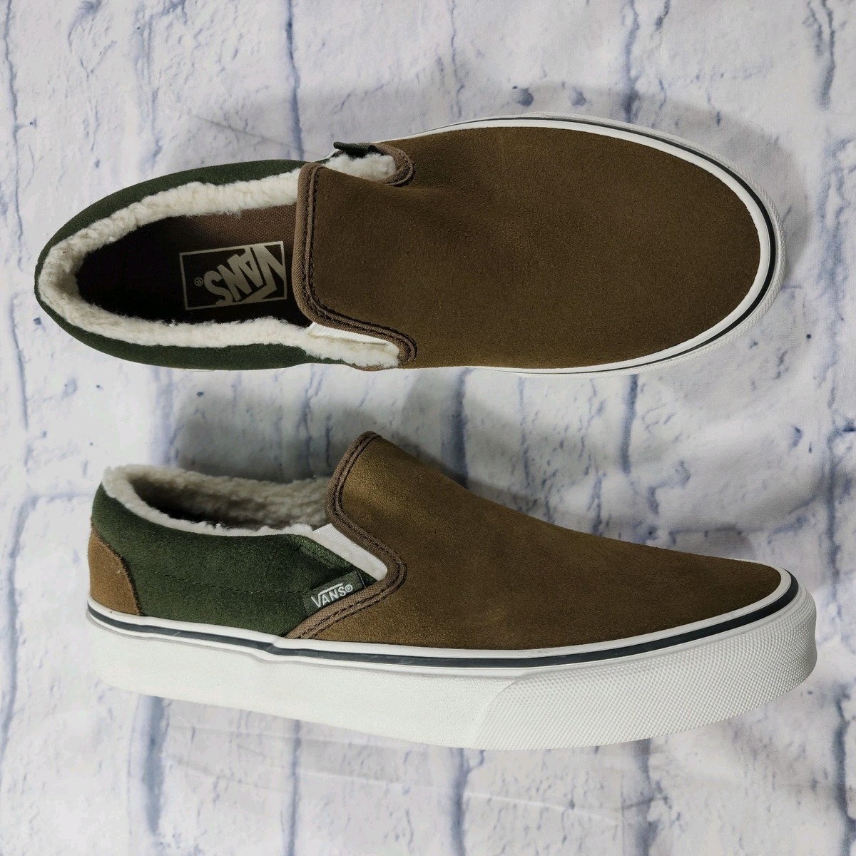 RARE Vans Green Suede Classic Asher Slip-On Loafers - Men\'s 8/Women\'s 9.5 Classic Slip-On Shoe in Gum Obsidian Fern Green | Vans main image 4
