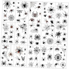 30 Sheets 200 PCS Halloween Face Tattoos Realistic 3D Spider Black 30 Sheets 