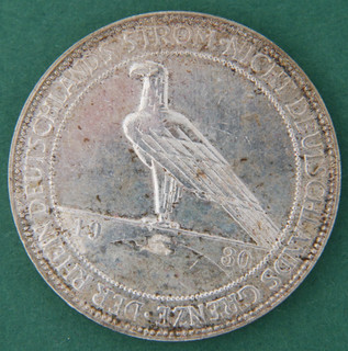 Weimar Silber 5 Reichsmark A.S.S 1930 F Deutsches Reich Rheinland Kerben J 346