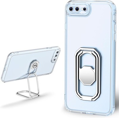 iPhone 7/8 Plus Case with Metal Stand, Clear Phone Case with Double Ring Holder