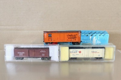 CON-COR MICROTRAINS SPUR N SCHWADER von 3 Santa Fe RUTLAND NMRA BOX CAR WAGON auf
