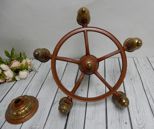 Vintage Brass and Metal 5 Light Chandelier Ceiling Light For Repair As Is - Picture 7 of 9