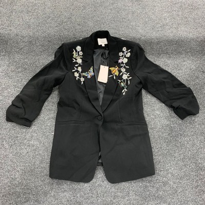 5A7 CINQ A SEPT Diamond Vines Khloe Blazer Women's Size 6 Black/Silver