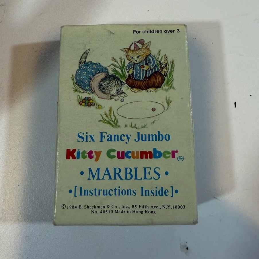 Six Fancy Jumbo Kitty Cucumber Fancy Jumbo Marbles 1984 Excellent