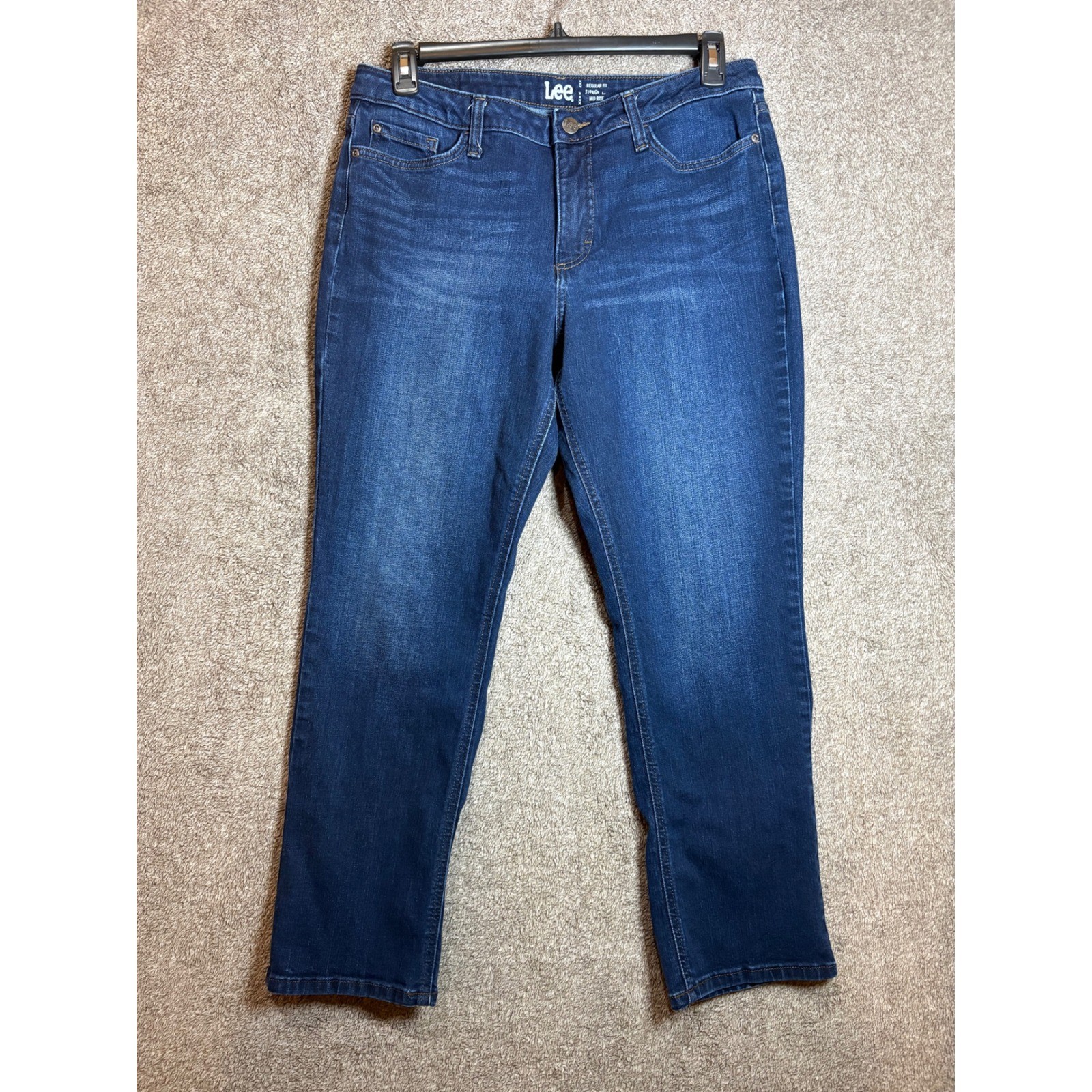 Lee Women Regular Fit Straight Leg Mid Rise Dark Wash Denim Jeans Size 10