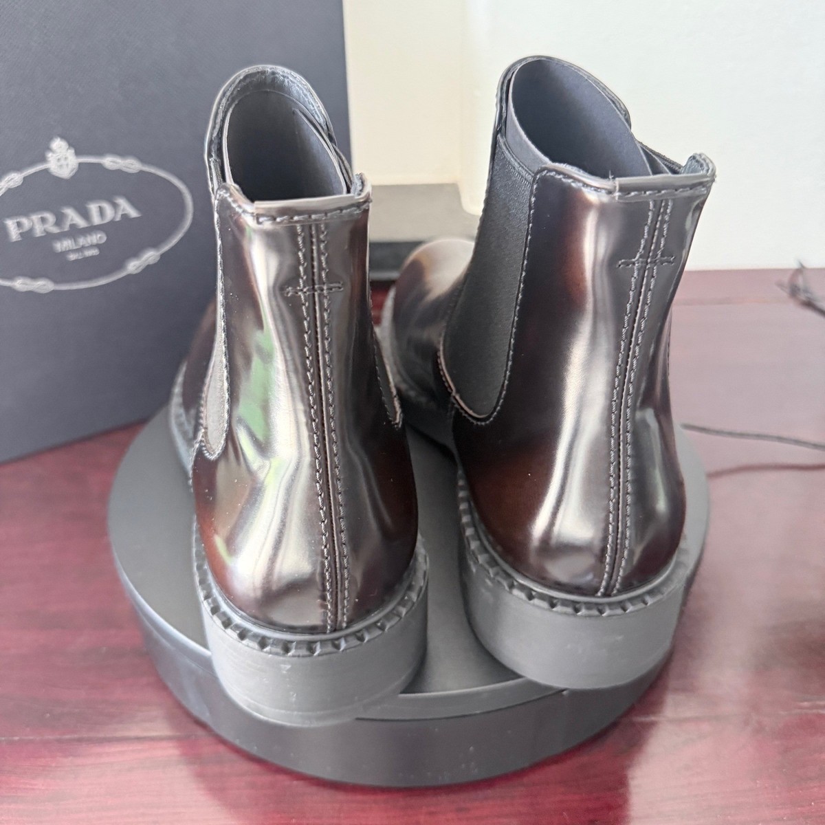 Prada 2TE168 Spazzolato Leather Chelsea Ankle Boots Mens 