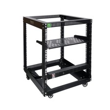 19" 12U Server Rack Open Frame with Wheels  PDU 8 Outlets Power Strip Surg...