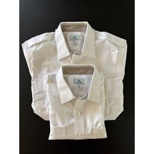 2 A Cut Above Pilot Shirts Mens Size 16.5 Tall White Fitted Cirrus SS Epaulets