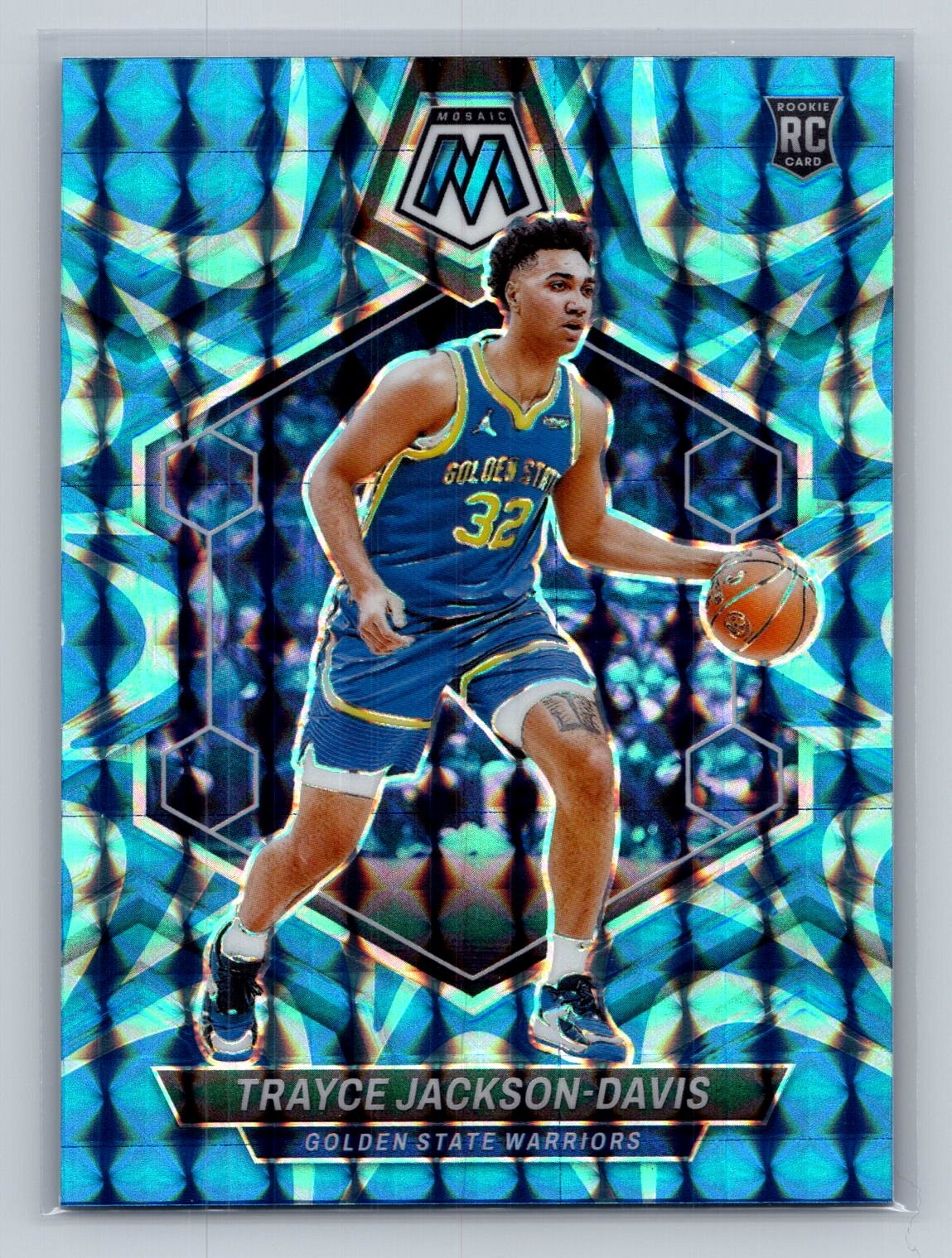 2023-24 Panini Mosaic #205 Trayce Jackson-Davis Reactive Blue RC NBA Warriors