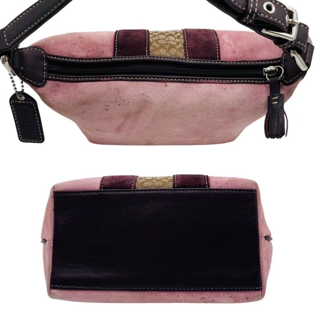 Coach Pink Suede Patchwork Handbag Accessory Pouc… - image 5