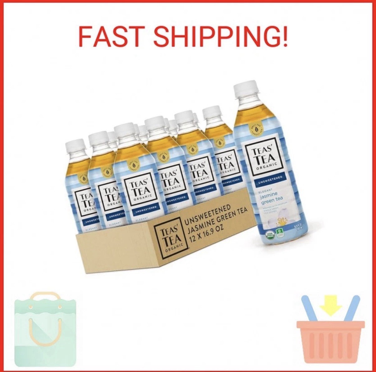 S' Tea Unsweetened Jasmine Green Tea 16.9 Ounce (pack Of 12) Organic, Sugar F