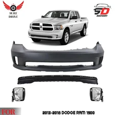 Front Bumper Cover & Fog Light Assembly Kit For 2013-2018 Dodge Ram 1500
