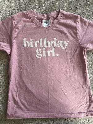 Happy Birthday T-Shirt Girls 5/6 Kids Party Tee Pink Birthday Girl