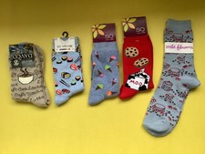 5 PAIRS WOMEN S NOVELTY SOCKS FOOD/COFFEE/ICE CREAM/SUSHI SZ 9-11 NWT