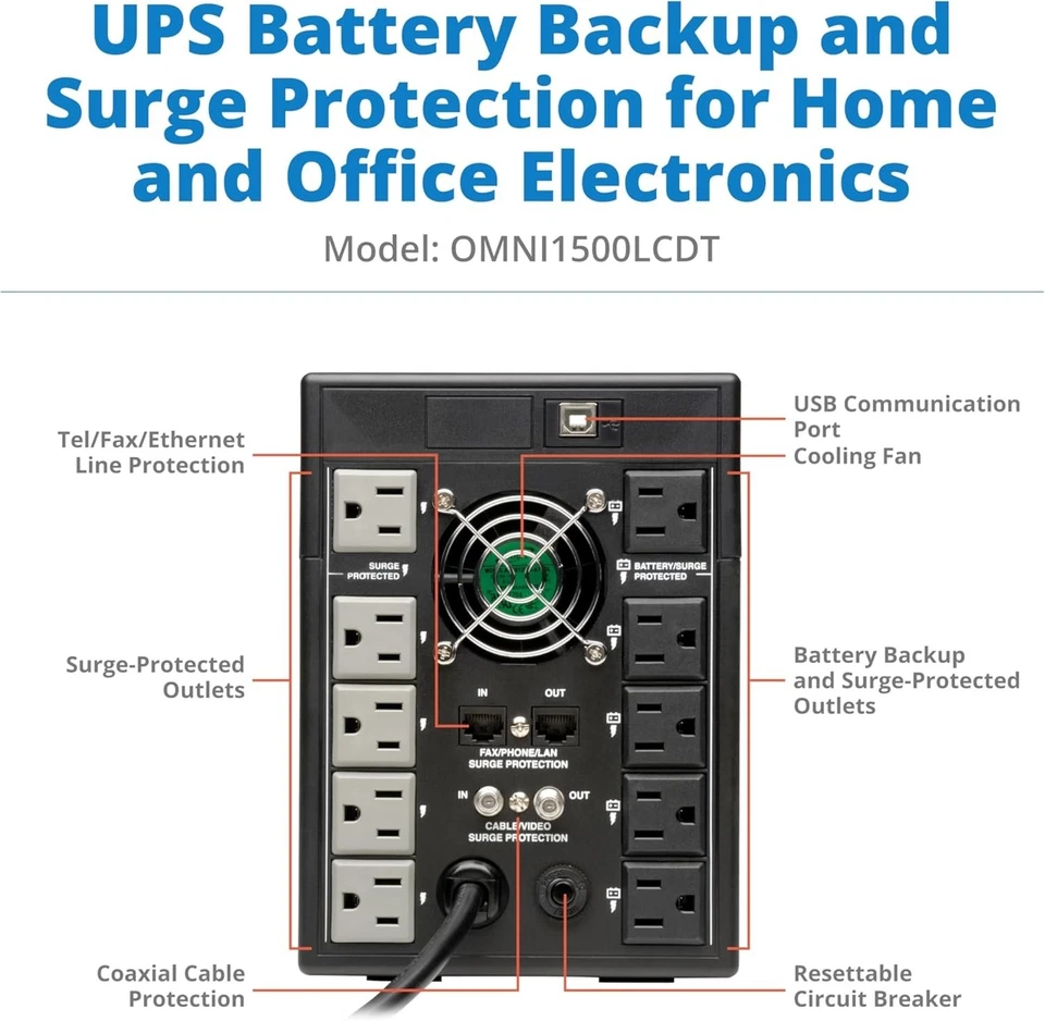 Eaton 810W Uninterruptible Power Supply & Surge Protector - Image 4 of 4