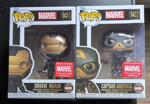 IRON MAN & CAPT AMERICA pair 2 FUNKO POPS Marvel Collector Corps BRAND NEW L@@K!