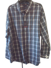 Big Mens Arrow Blue Plaid Button-Front Shirt Size 2 XL XXL  NEW