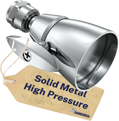 #ad #ad Hammerhead Metal High Pressure Shower Head 2in Chrome Adjustable Spray $49.99