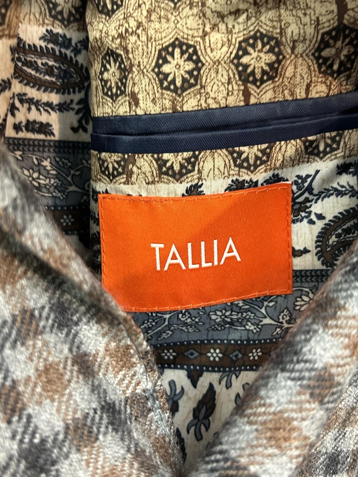 Blazer Tallia Para Hombres 48R Marrón Gris Cuadros 100% Lana Codo Parche Chaqueta Abrigo Deportivo Foto 4 de 4