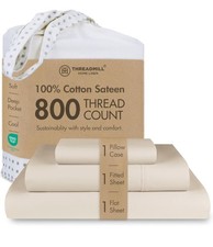 Threadmill Luxury 800 Thread Count 100 Cotton Sheets - Light Beige Sateen Weave
